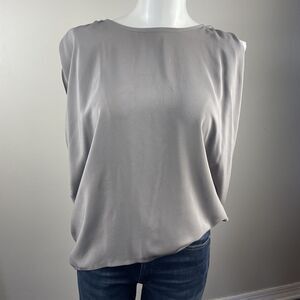 Maje Women’s Size 3 Large Gray Silk Flowy Tank Top Blouse Flaw